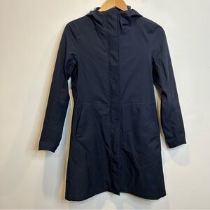 Uniqlo Women’s Blocktech Hooded Long Rain Jacket Waterproof Windproof Blue